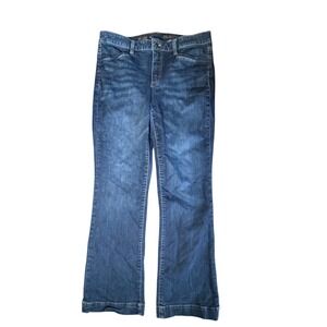Talbots Flare Jeans Womens 12 Dark Wash Blue Denim High Rise Stretch Flare Leg
